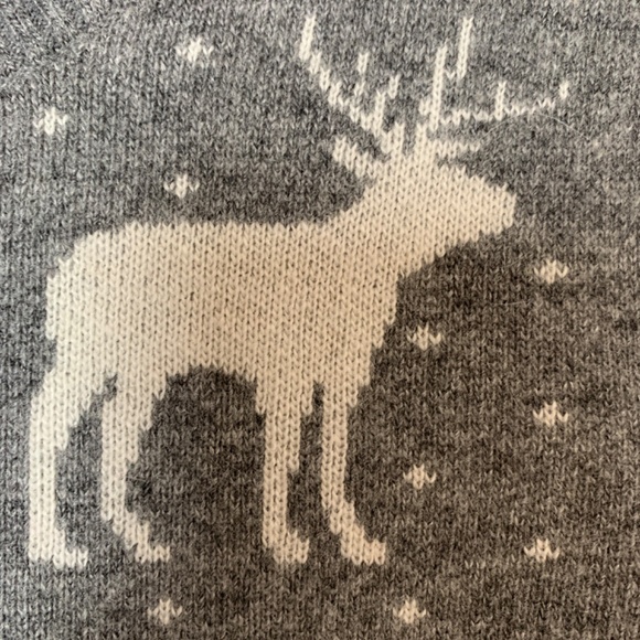 Abercrombie & Fitch  Sweater Reindeer Medium Gray Wool Alpaca Blend Holiday - Picture 4 of 12